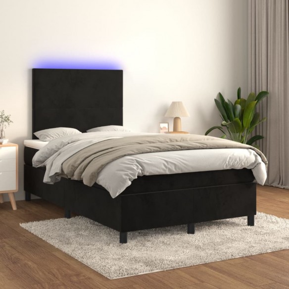 Cadre de lit et matelas LED noir 120x190 cm velours