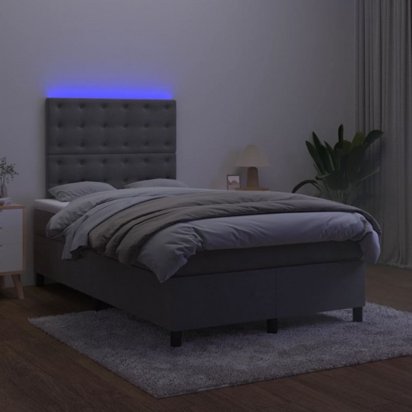 Cadre de lit avec matelas LED gris foncé 120x190 cm