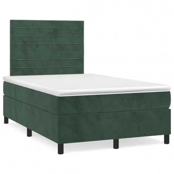 Cadre de lit avec matelas LED vert foncé 120x190 cm