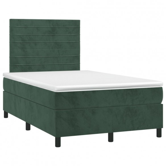 Cadre de lit avec matelas LED vert foncé 120x190 cm