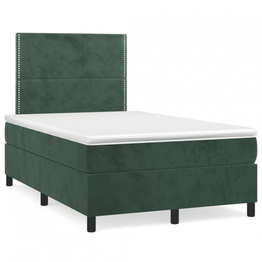 Cadre de lit avec matelas LED vert foncé 120x190 cm