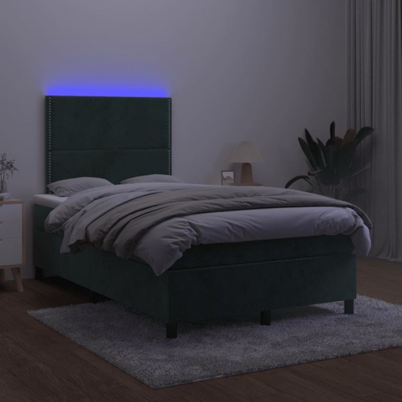 Cadre de lit avec matelas LED vert foncé 120x190 cm