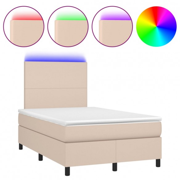 Cadre de lit avec matelas LED cappuccino 120x190 cm