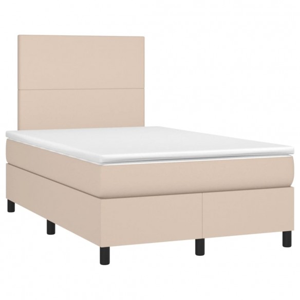 Cadre de lit avec matelas LED cappuccino 120x190 cm