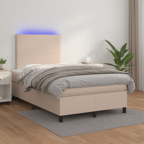 Cadre de lit avec matelas LED cappuccino 120x190 cm