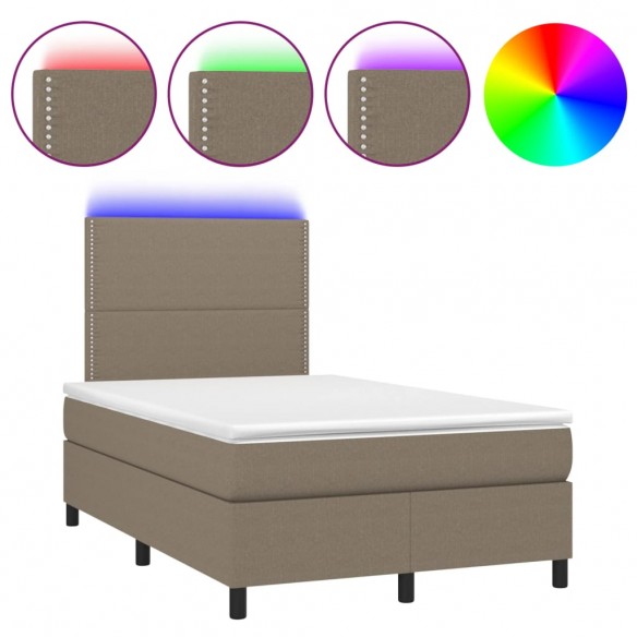 Cadre de lit matelas et LED taupe 120x190 cm tissu