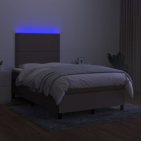 Cadre de lit matelas et LED taupe 120x190 cm tissu