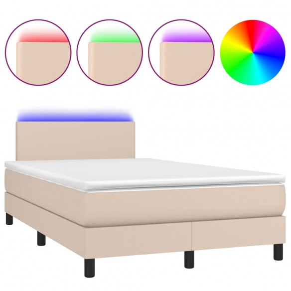 Cadre de lit avec matelas LED cappuccino 120x190 cm