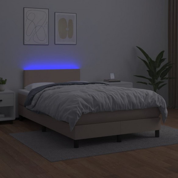 Cadre de lit avec matelas LED cappuccino 120x190 cm