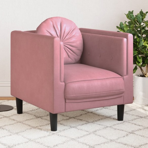 Fauteuil avec coussin rose velours