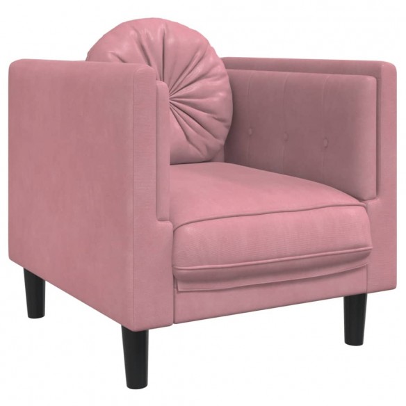 Fauteuil avec coussin rose velours