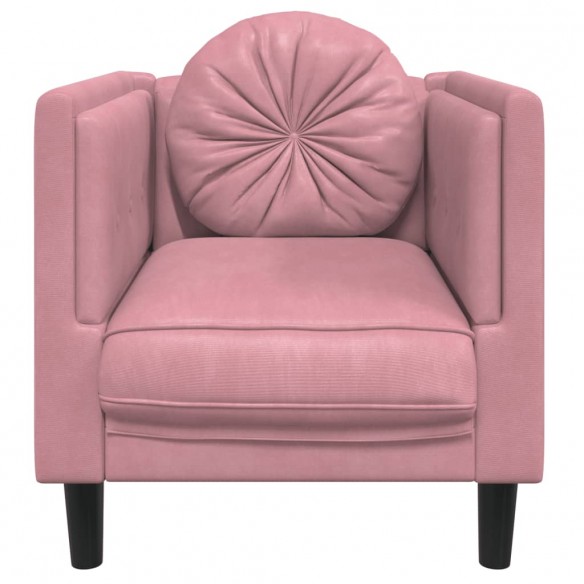 Fauteuil avec coussin rose velours