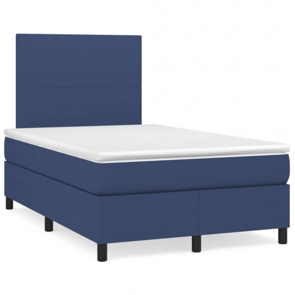 Cadre de lit matelas et LED bleu 120x190 cm tissu