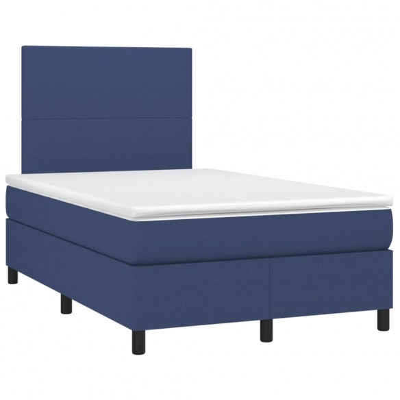 Cadre de lit matelas et LED bleu 120x190 cm tissu