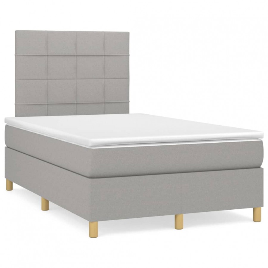 Cadre de lit matelas LED gris clair 120x190 cm tissu