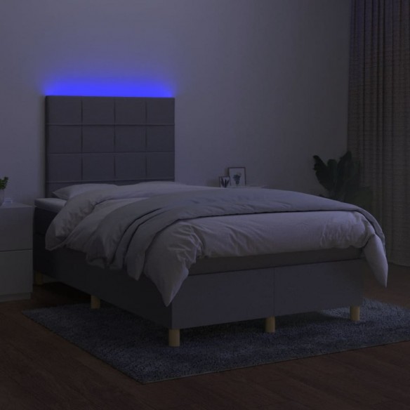 Cadre de lit matelas LED gris clair 120x190 cm tissu