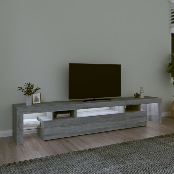 Meuble TV avec lumières LED Sonoma gris 215x36,5x40 cm