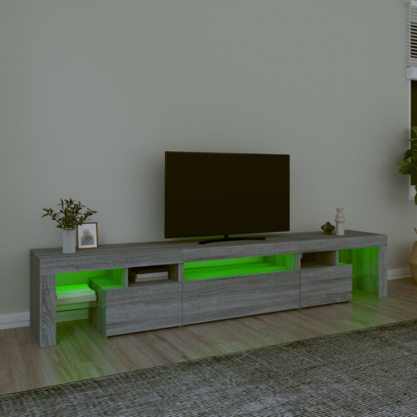 Meuble TV avec lumières LED Sonoma gris 215x36,5x40 cm