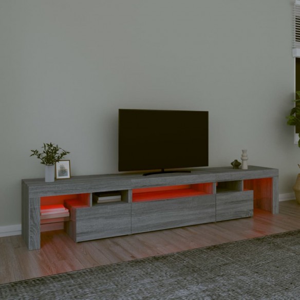 Meuble TV avec lumières LED Sonoma gris 215x36,5x40 cm