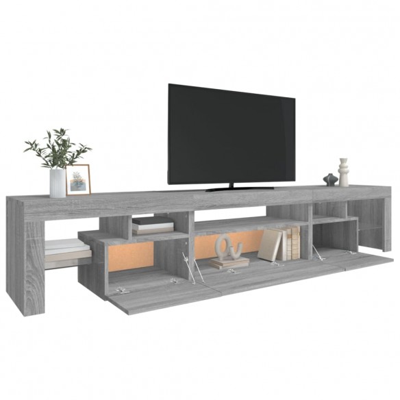 Meuble TV avec lumières LED Sonoma gris 215x36,5x40 cm