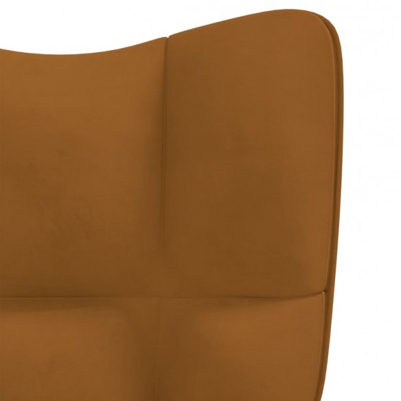 Chaise de relaxation avec repose-pied Marron Velours