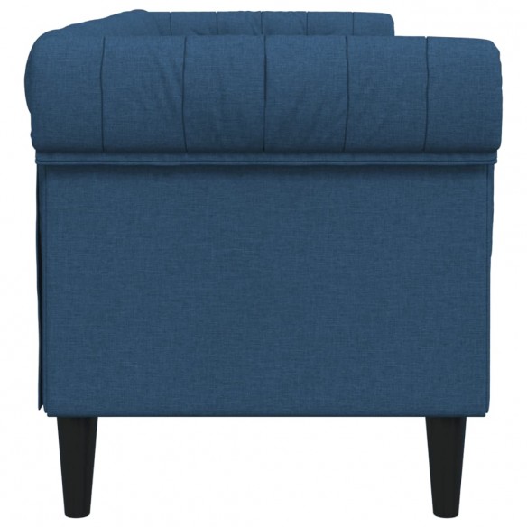 Canapé Chesterfield 3 places bleu tissu