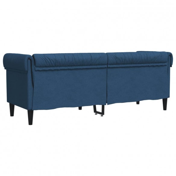 Canapé Chesterfield 3 places bleu tissu