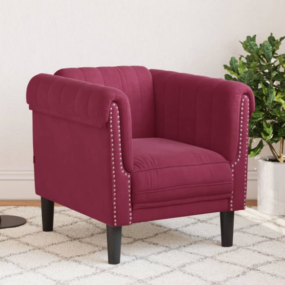 Fauteuil rouge bordeaux velours