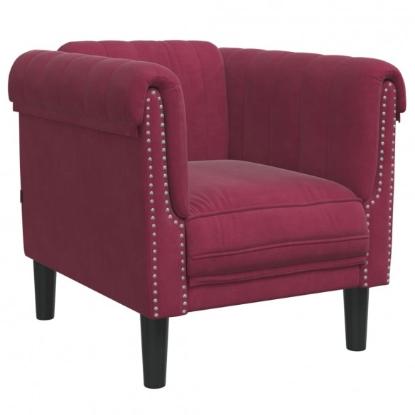 Fauteuil rouge bordeaux velours