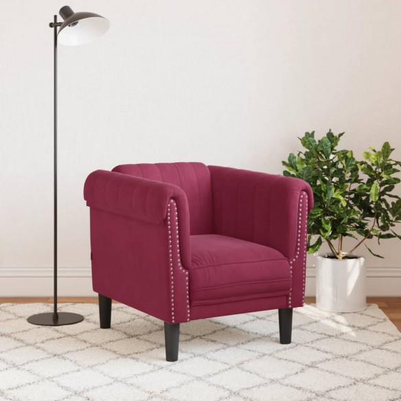 Fauteuil rouge bordeaux velours