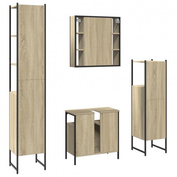 Ensemble d’armoires de salle de bain 4 pcs chêne sonoma