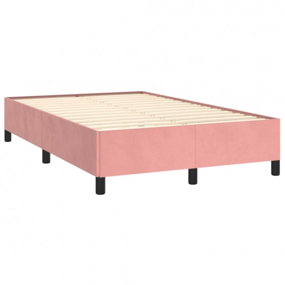 Cadre de lit et matelas LED rose 120x190 cm velours