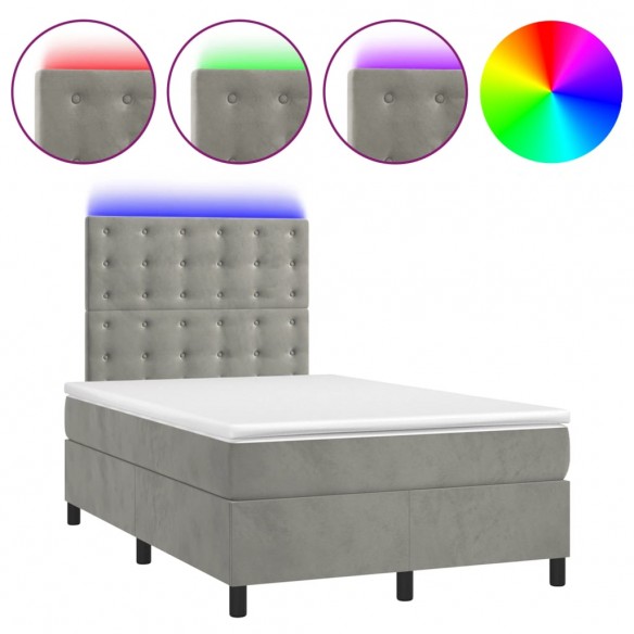 Cadre de lit avec matelas LED gris clair 120x190 cm