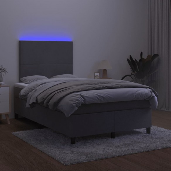 Cadre de lit avec matelas LED gris foncé 120x190 cm