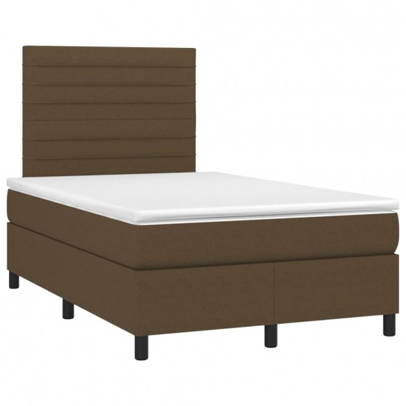 Cadre de lit matelas et LED marron foncé 120x190 cm