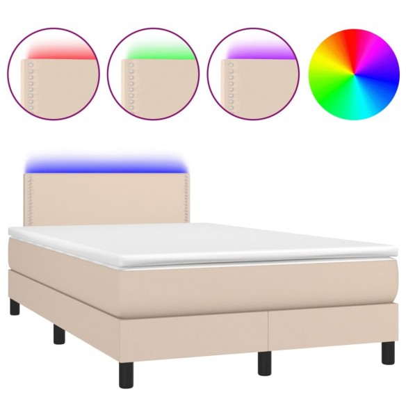 Cadre de lit avec matelas LED cappuccino 120x190 cm