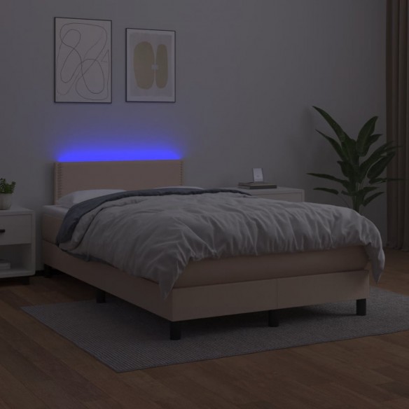 Cadre de lit avec matelas LED cappuccino 120x190 cm