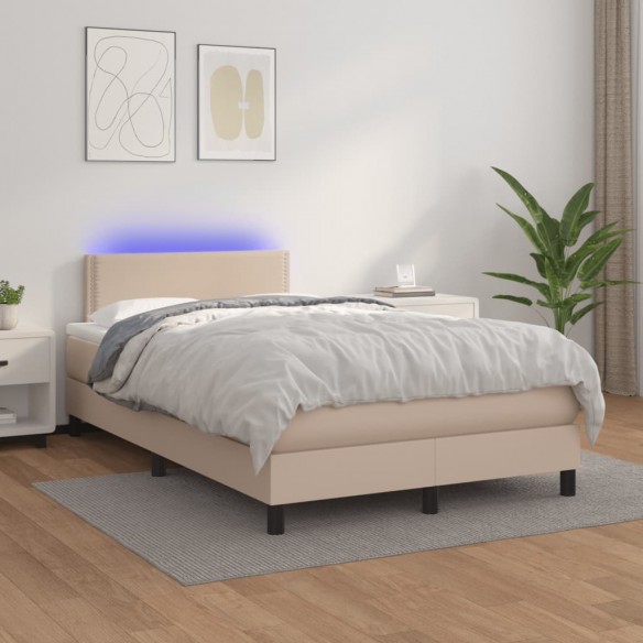 Cadre de lit avec matelas LED cappuccino 120x190 cm