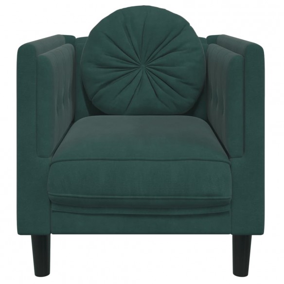 Fauteuil avec coussin vert foncé velours