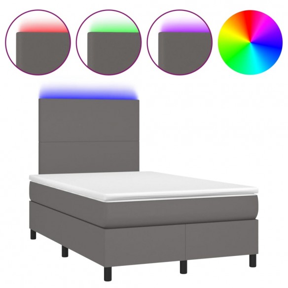 Cadre de lit matelas LED gris 120x190 cm similicuir