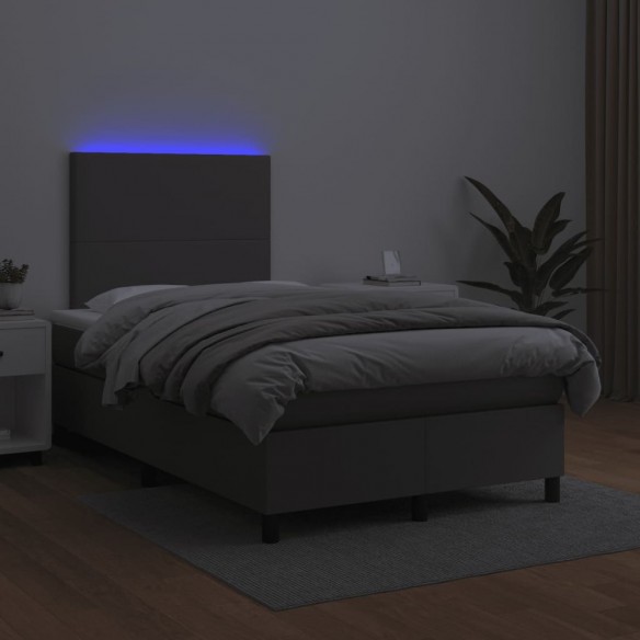 Cadre de lit matelas LED gris 120x190 cm similicuir