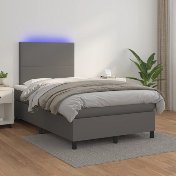 Cadre de lit matelas LED gris 120x190 cm similicuir