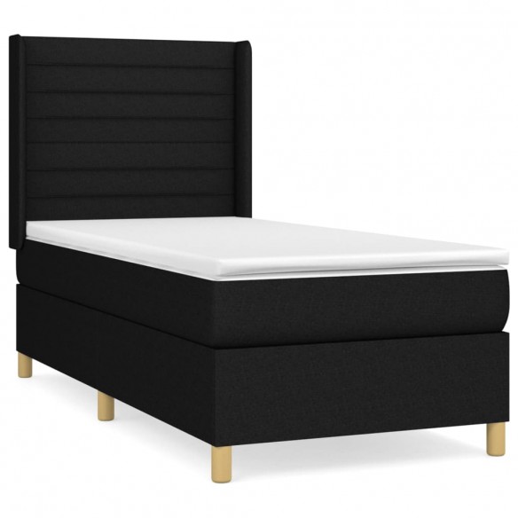 Cadre de lit et matelas Noir 80x200 cm Tissu