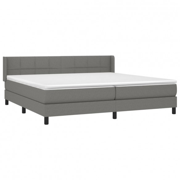 Cadre de lit avec matelas Gris foncé 200x200cm Tissu