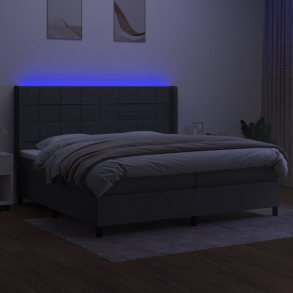 Cadre de lit matelas LED Gris foncé 200x200 cm Tissu