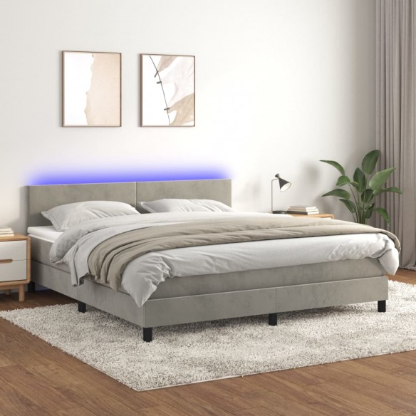 Cadre de lit avec matelas LED Gris clair 160x200 cm