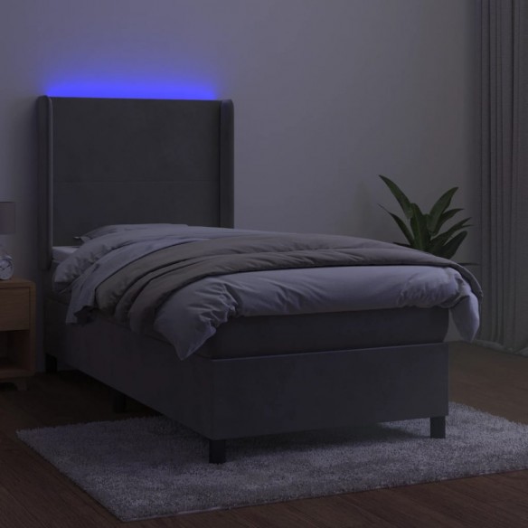 Cadre de lit matelas LED Gris clair 80x200cm Velours