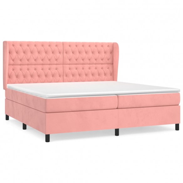 Cadre de lit avec matelas Rose 200x200 cm Velours