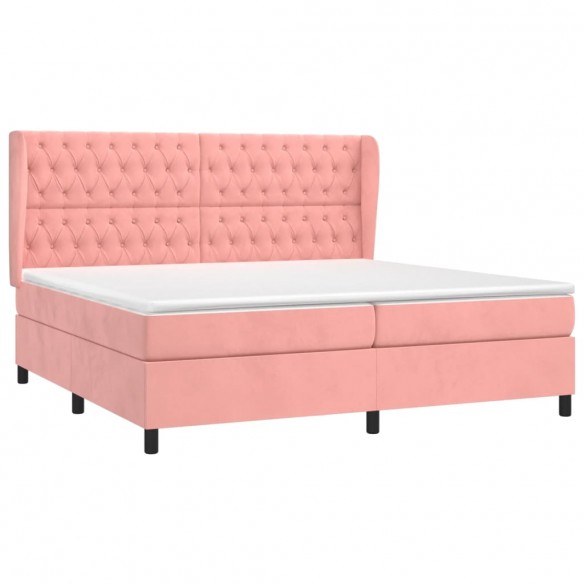 Cadre de lit avec matelas Rose 200x200 cm Velours