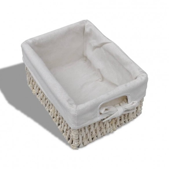 Étagère de rangement en bois 5 paniers en tissage Blanc